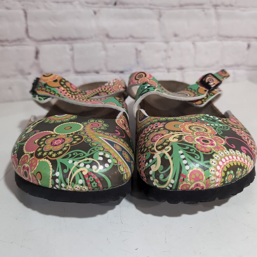 Birki's By Birkenstock Size 8 Paisley Slip On Clogs Mary Jane Flower Flor Lined - Picture 6 of 10